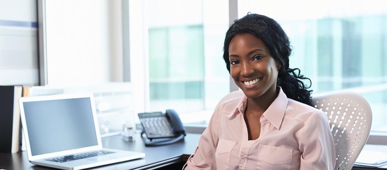 Employee working at a health office